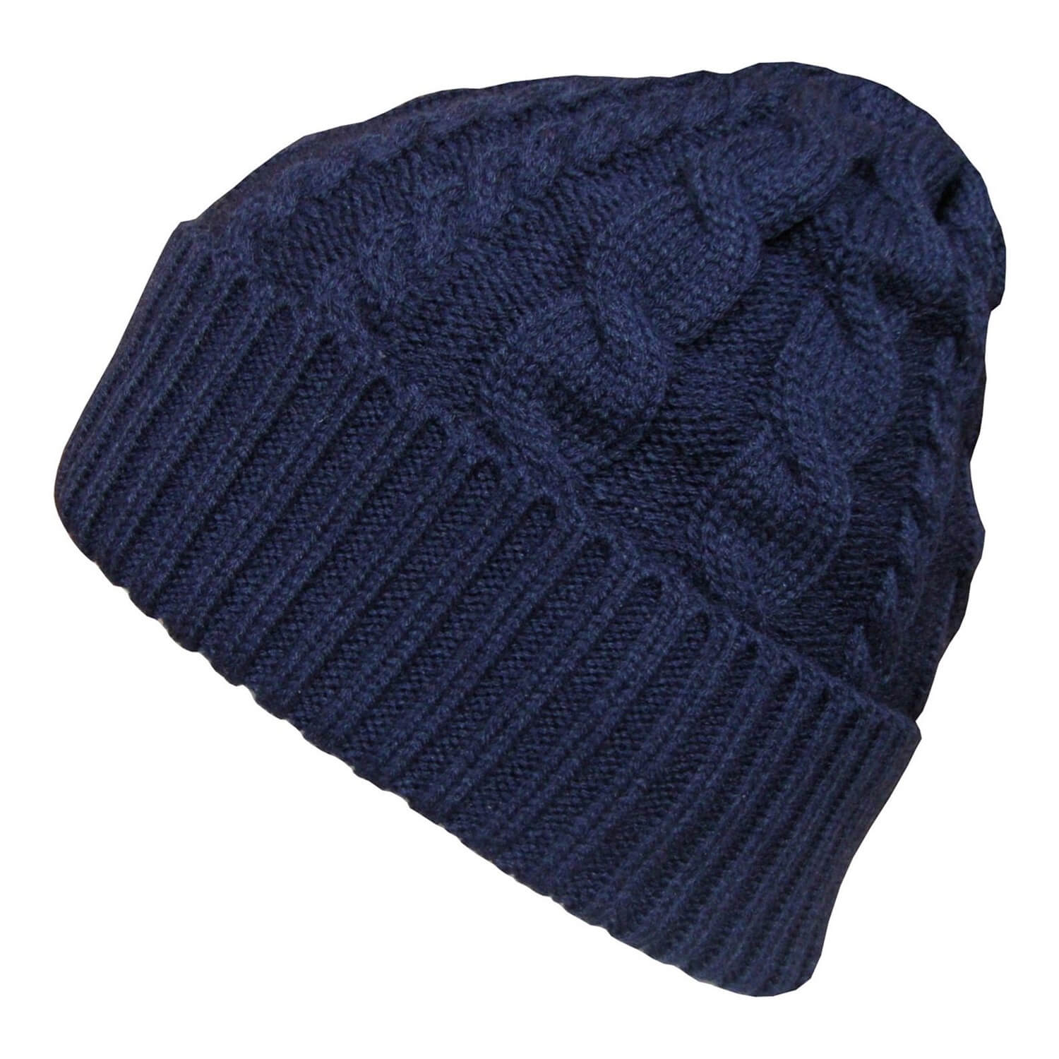 Beanie Hat, Blue, Navy, Cuffed, Cable Knit