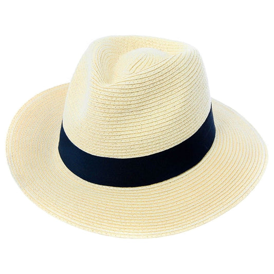 Straw Fedora Hat, Cream, Panama