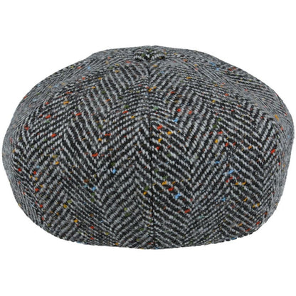 Newsboy Cap, Grey, Donegal, Tweed, Rear View