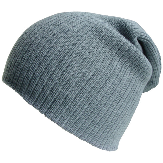 Beanie Hat, Light Grey, Slouch, Rib Knit