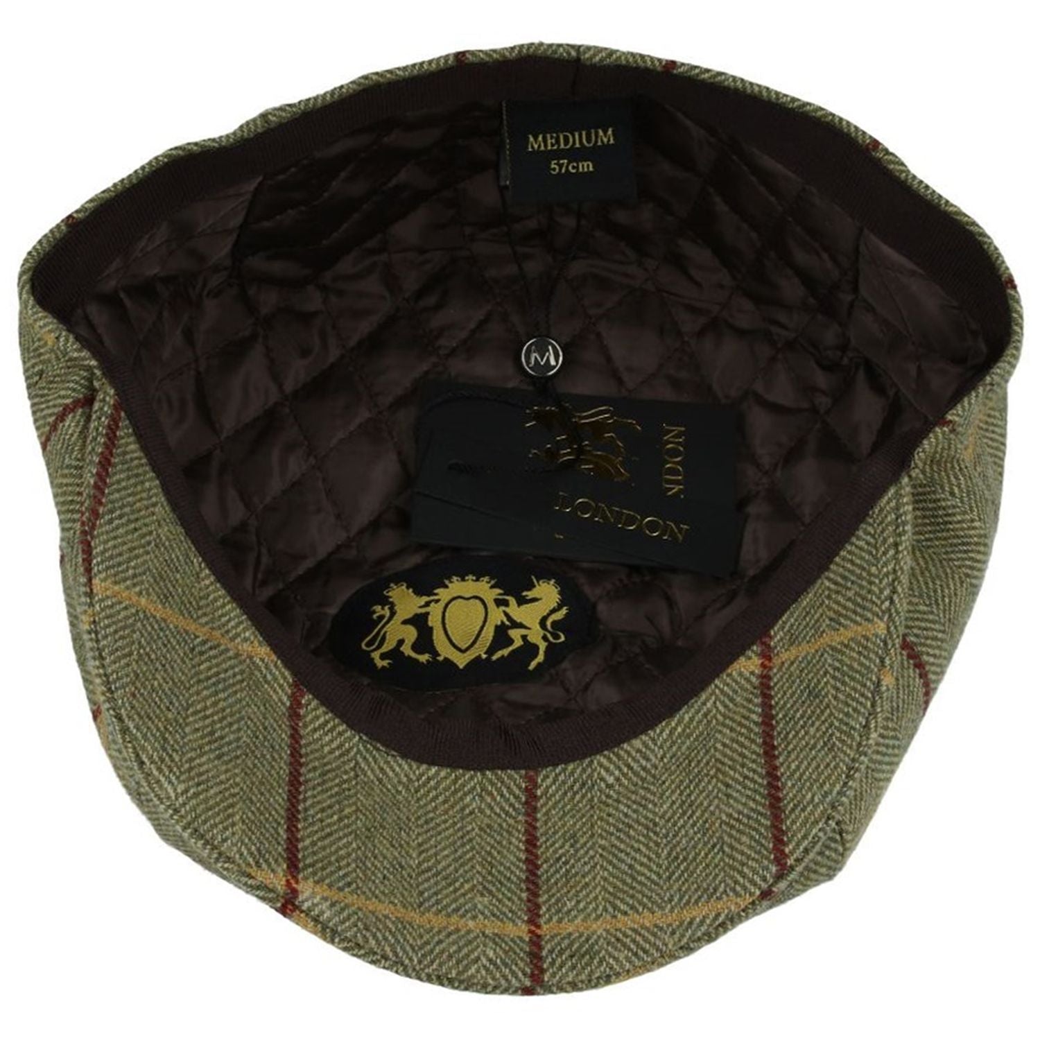 Newsboy Cap, Green, Tweed, Baker Boy, Lining View