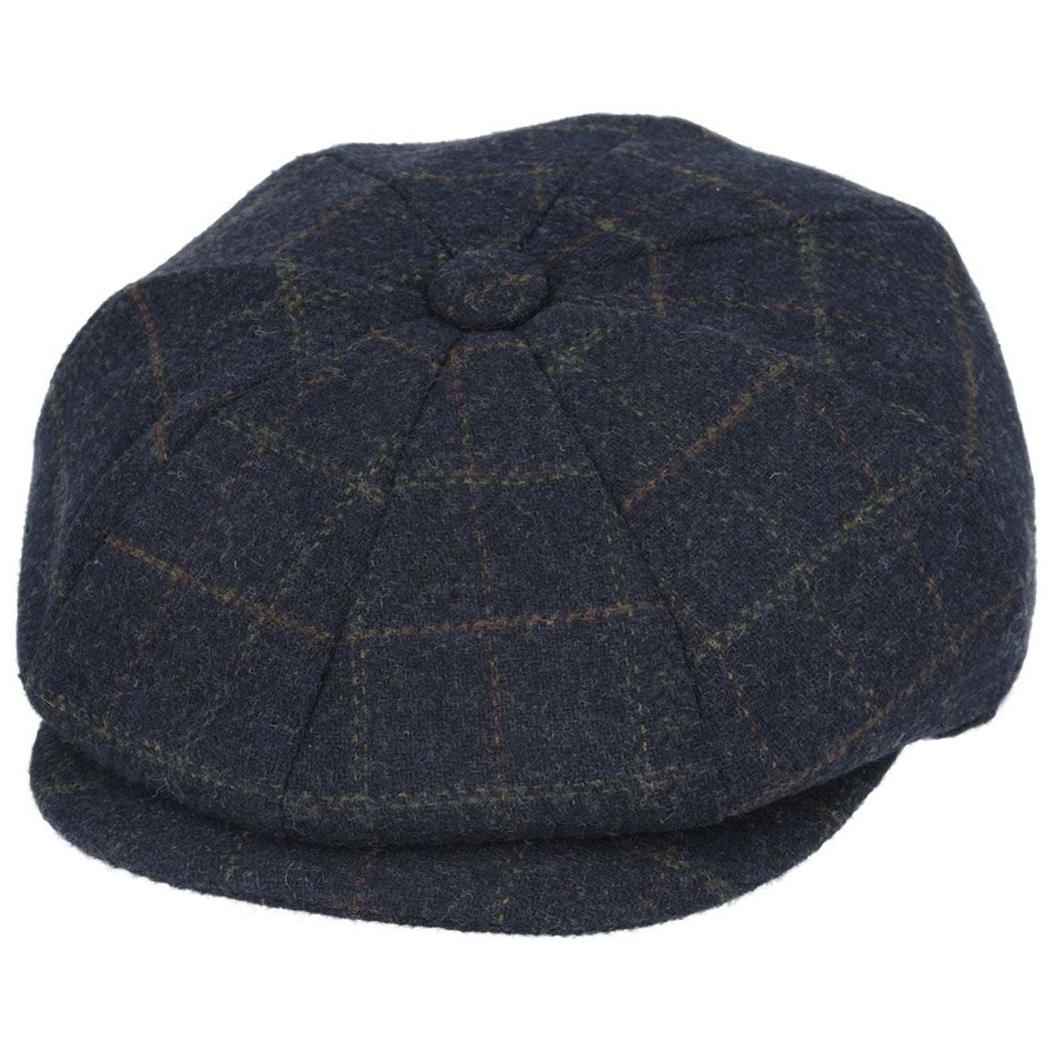 Newsboy Cap, Navy Blue, Check