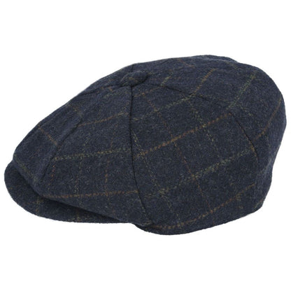 Newsboy Cap, Navy Blue, Check, Side View