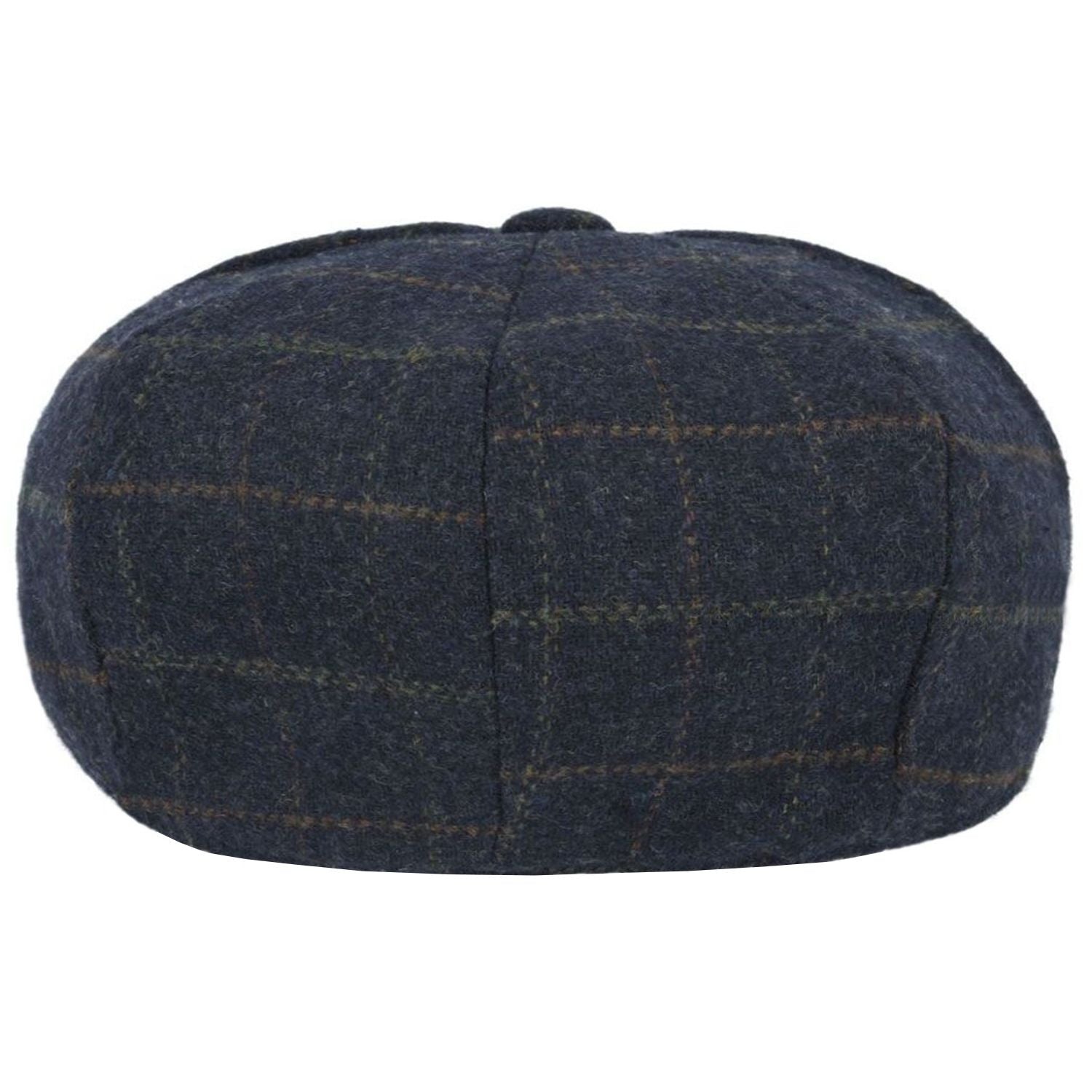 Newsboy Cap, Navy Blue, Check, Rear View