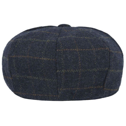 Newsboy Cap, Navy Blue, Check, Rear View