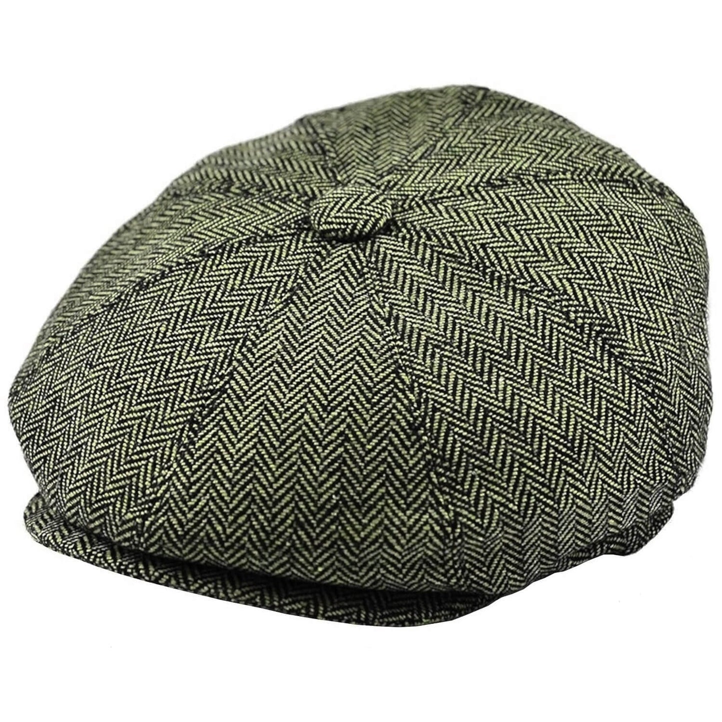 Newsboy Cap, Green, Herringbone, Hat