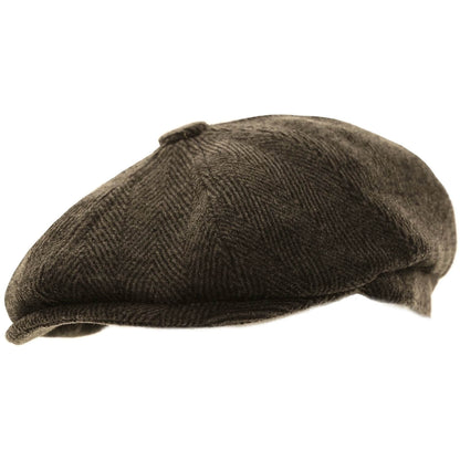 Newsboy Hat, Grey, Herringbone, Baker Boy, Hat