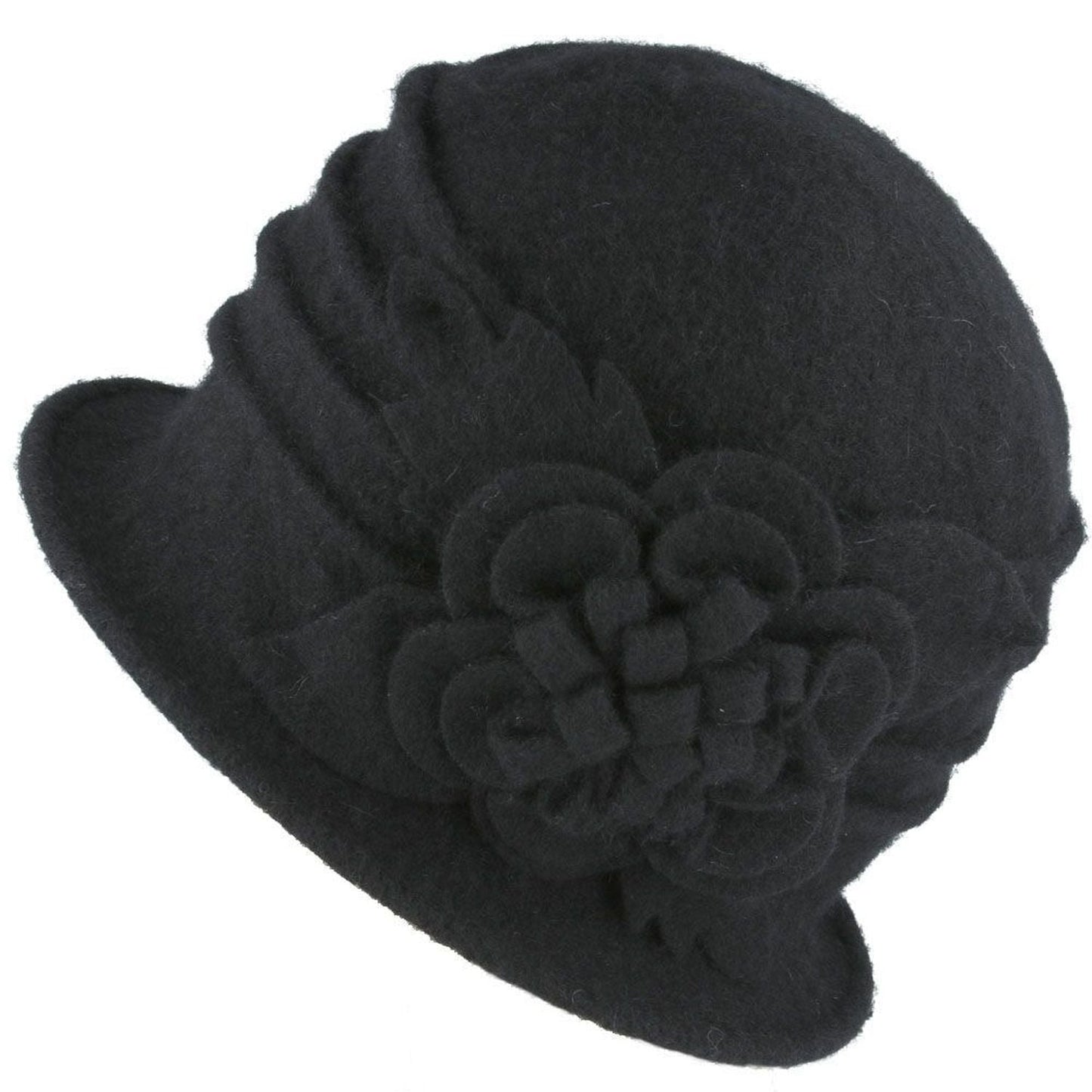 Cloche Hat, Black, Wool