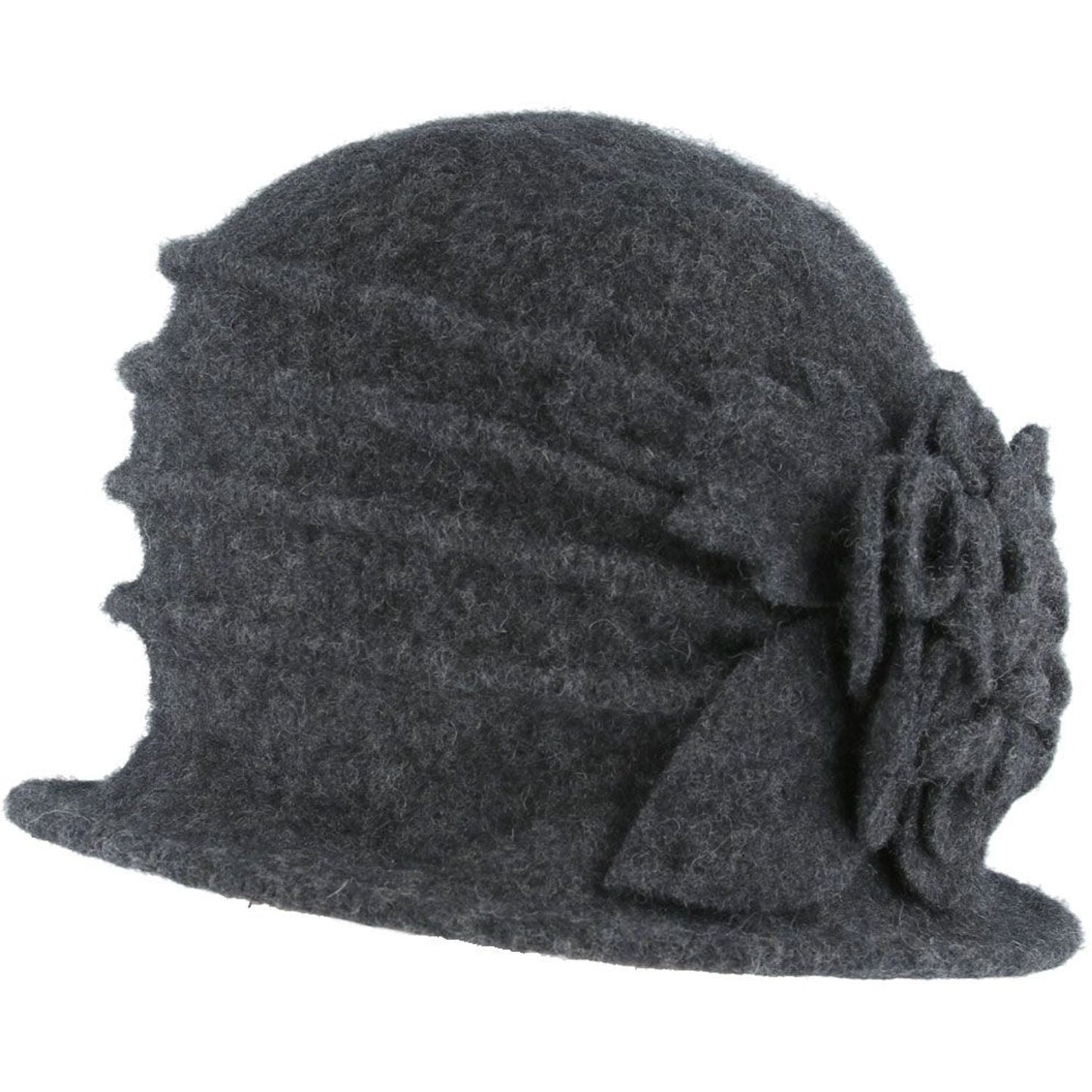 Cloche Hat, Grey, Wool, Front View