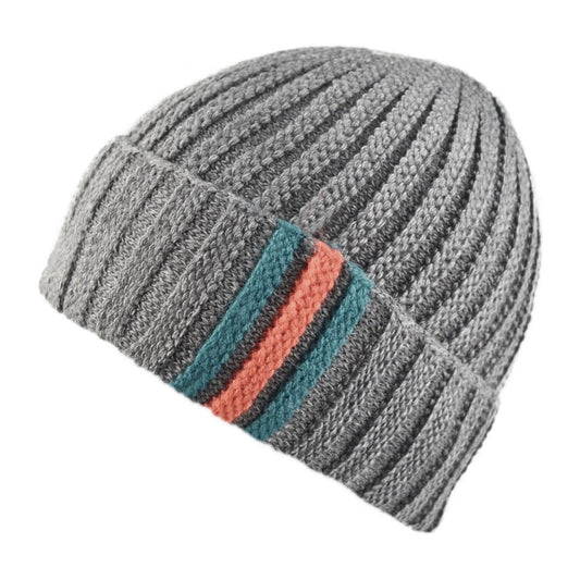 Beanie, Grey, Cuffed, Deep Ridged