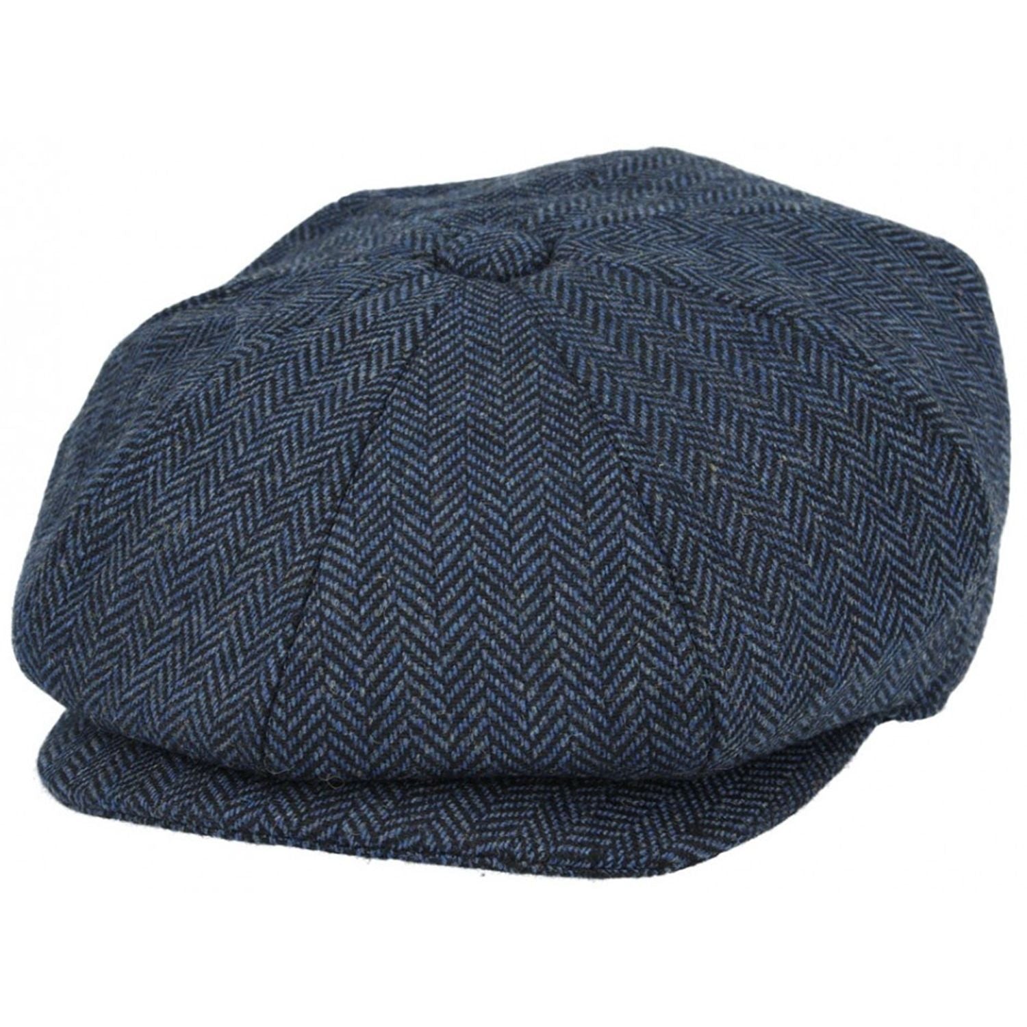 Newsboy Cap, Blue, Herringbone