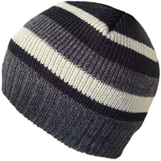 Beanie Hat, Stone, Beige, Striped