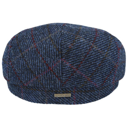 Flat Cap, Navy Blue, Harris Tweed, Check, Rear View