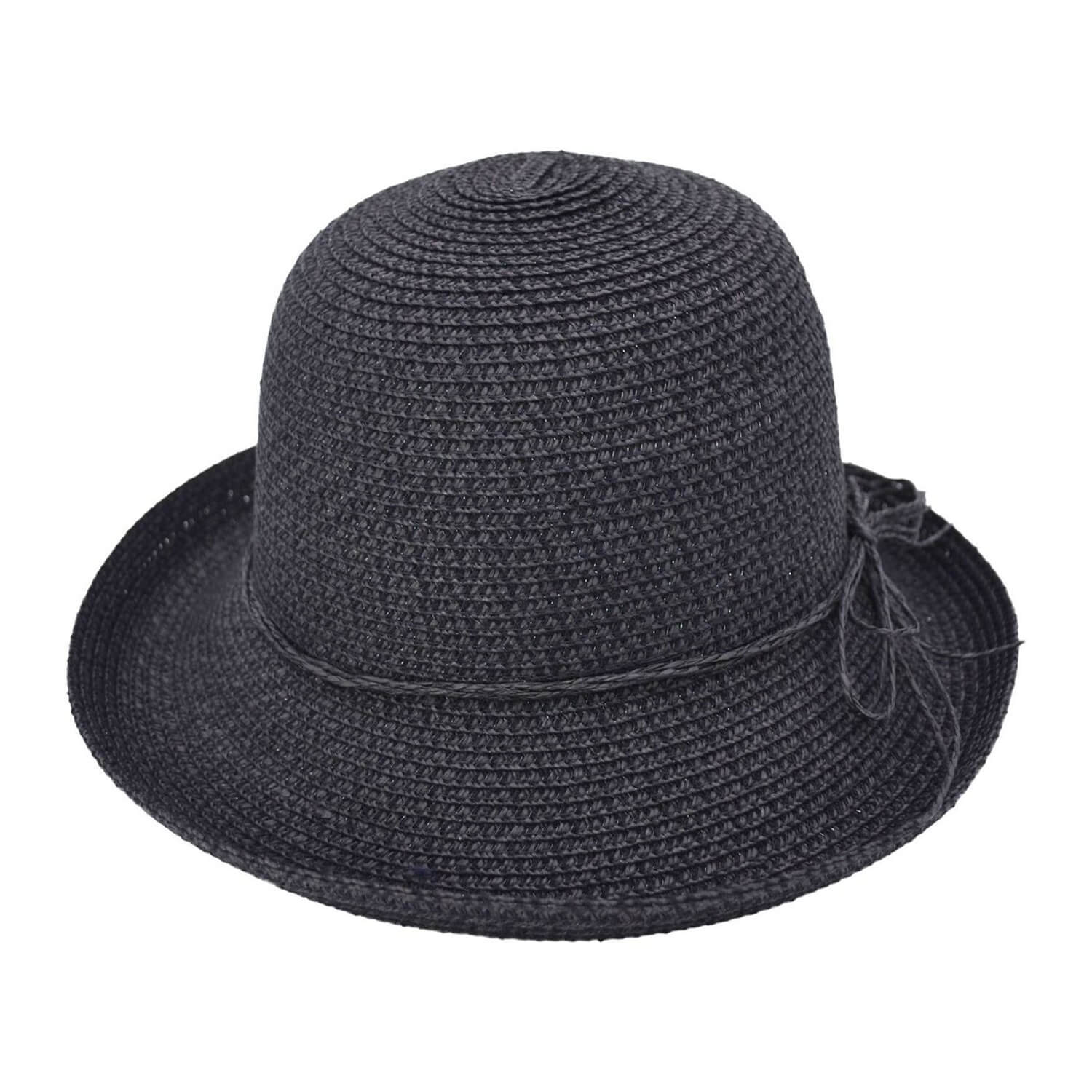 Straw Sun Hat, Black, Wide Brim, Womens