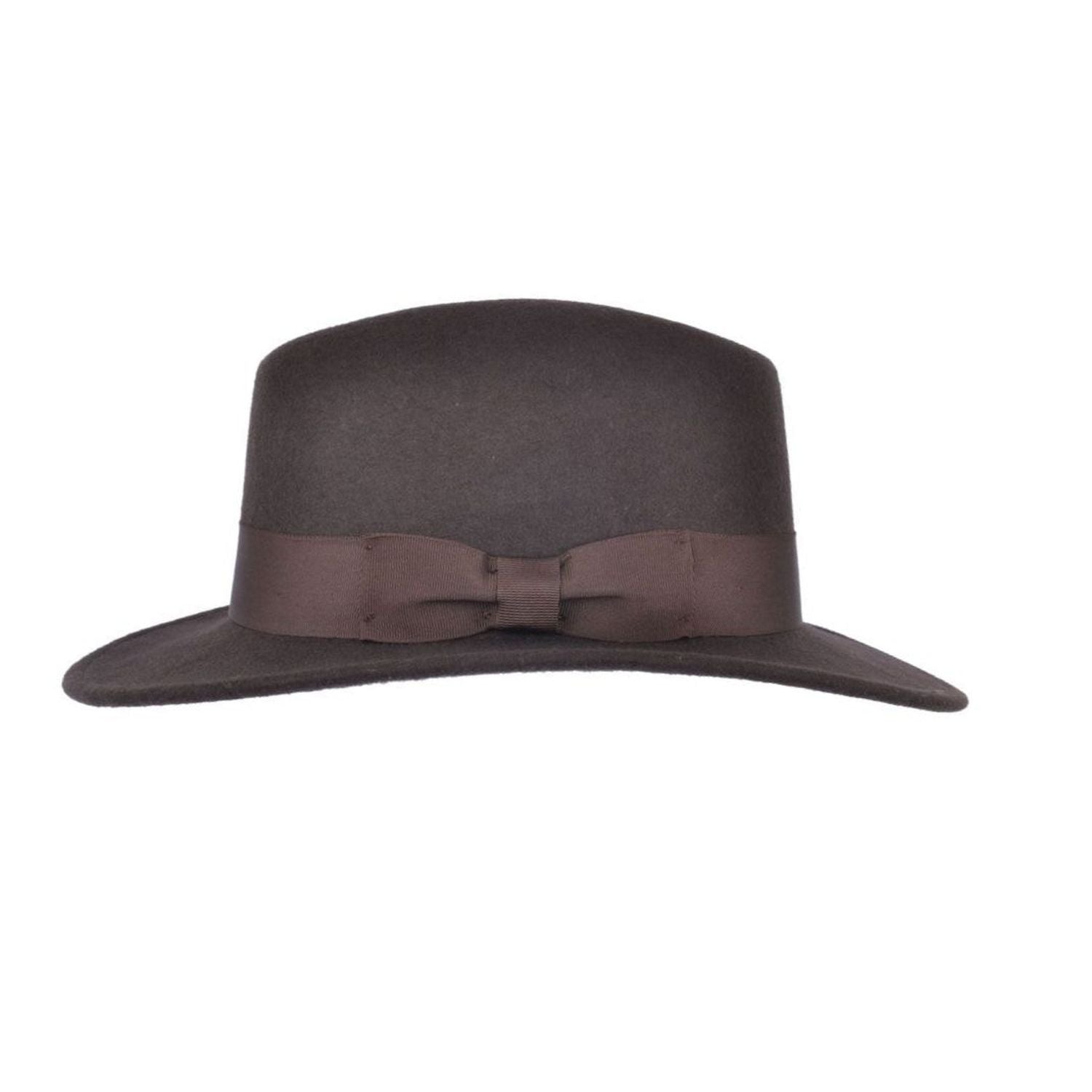 Fedora Hat, Brown, Wool, Trilby, Side View