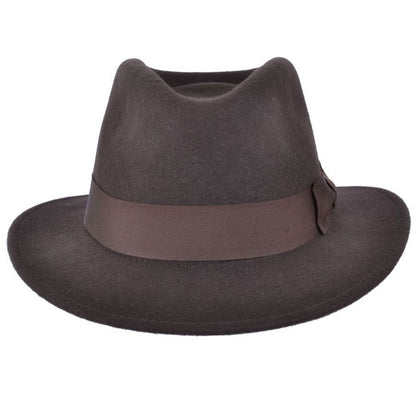 Fedora Hat, Brown, Wool, Trilby, Front View