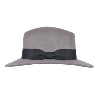 Fedora Hat, Grey, Wool, Trilby, Side View