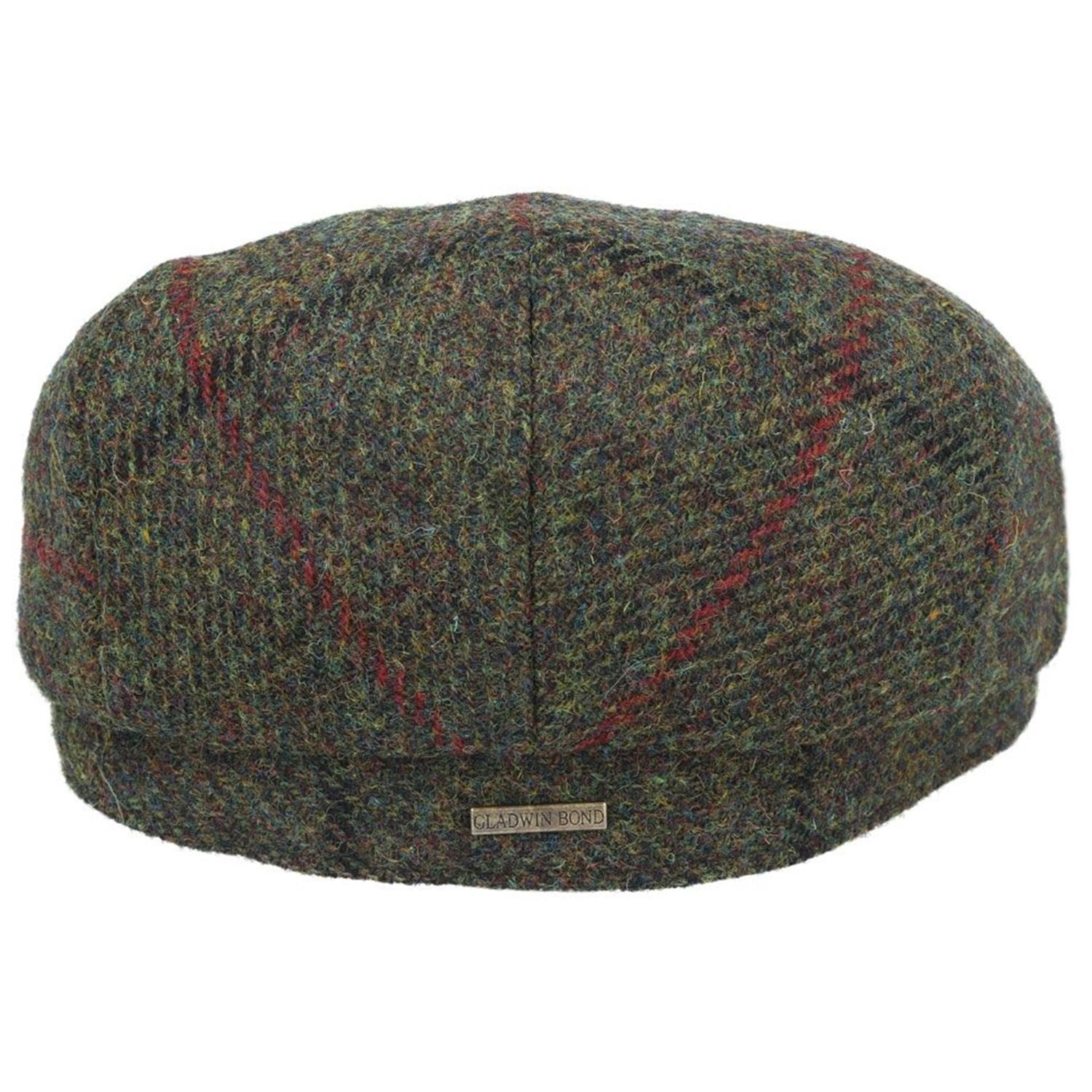 Flat Cap, Green, Harris Tweed, Check, Rear View