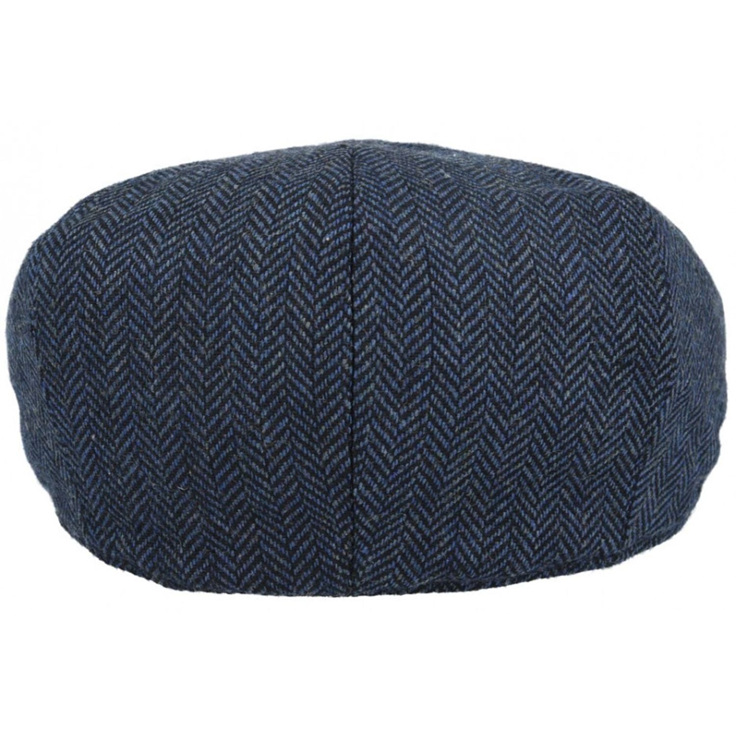 Newsboy Cap, Blue, Herringbone, Rear View