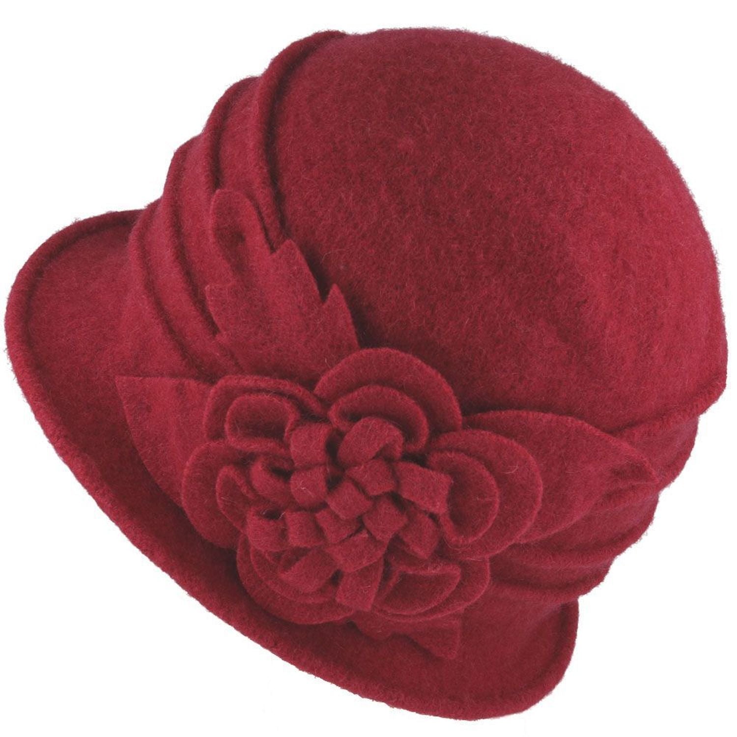 Cloche Hat, Wine Red, Wool