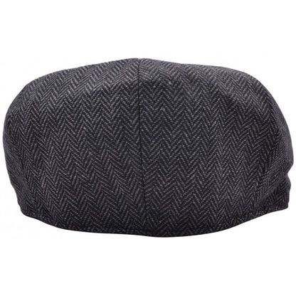 Newsboy Cap, Grey, Herringbone, Rear View