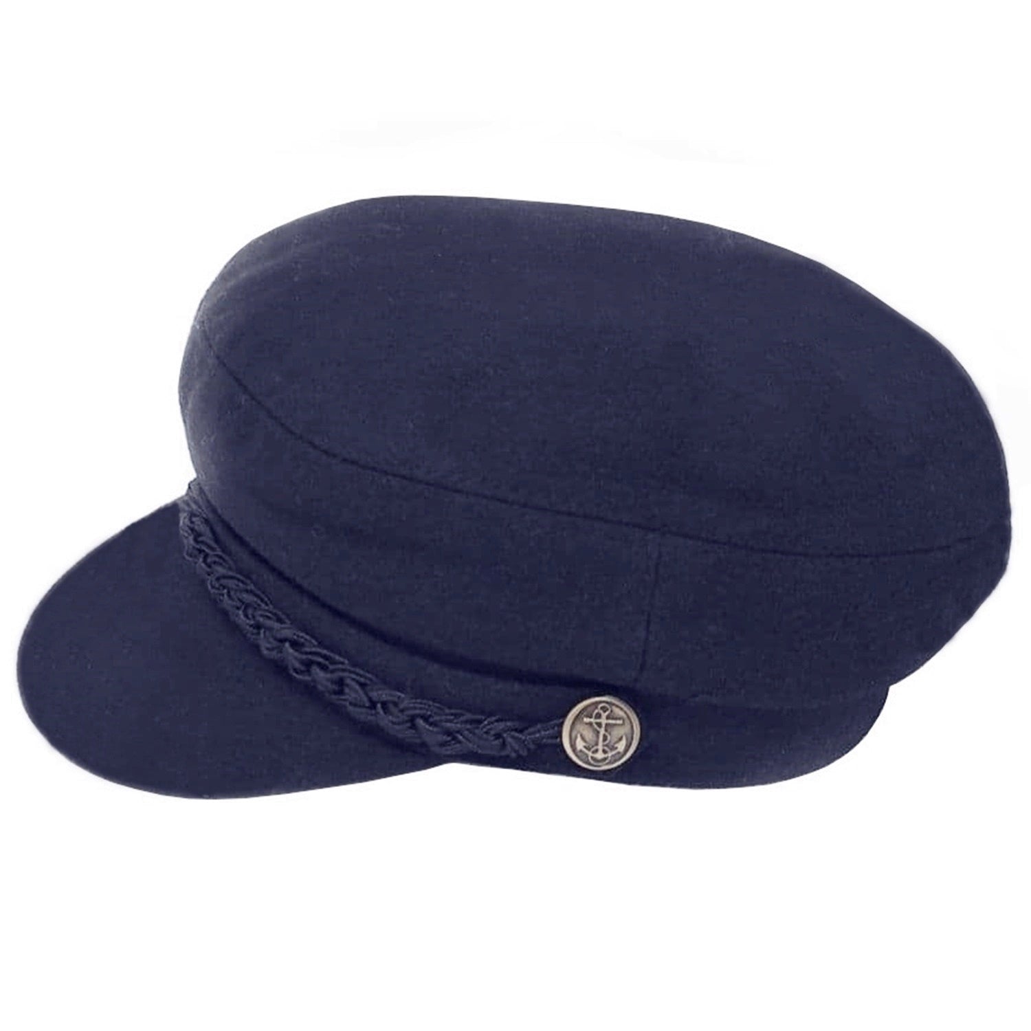 Breton Cap, Navy Blue, Wool, Side View