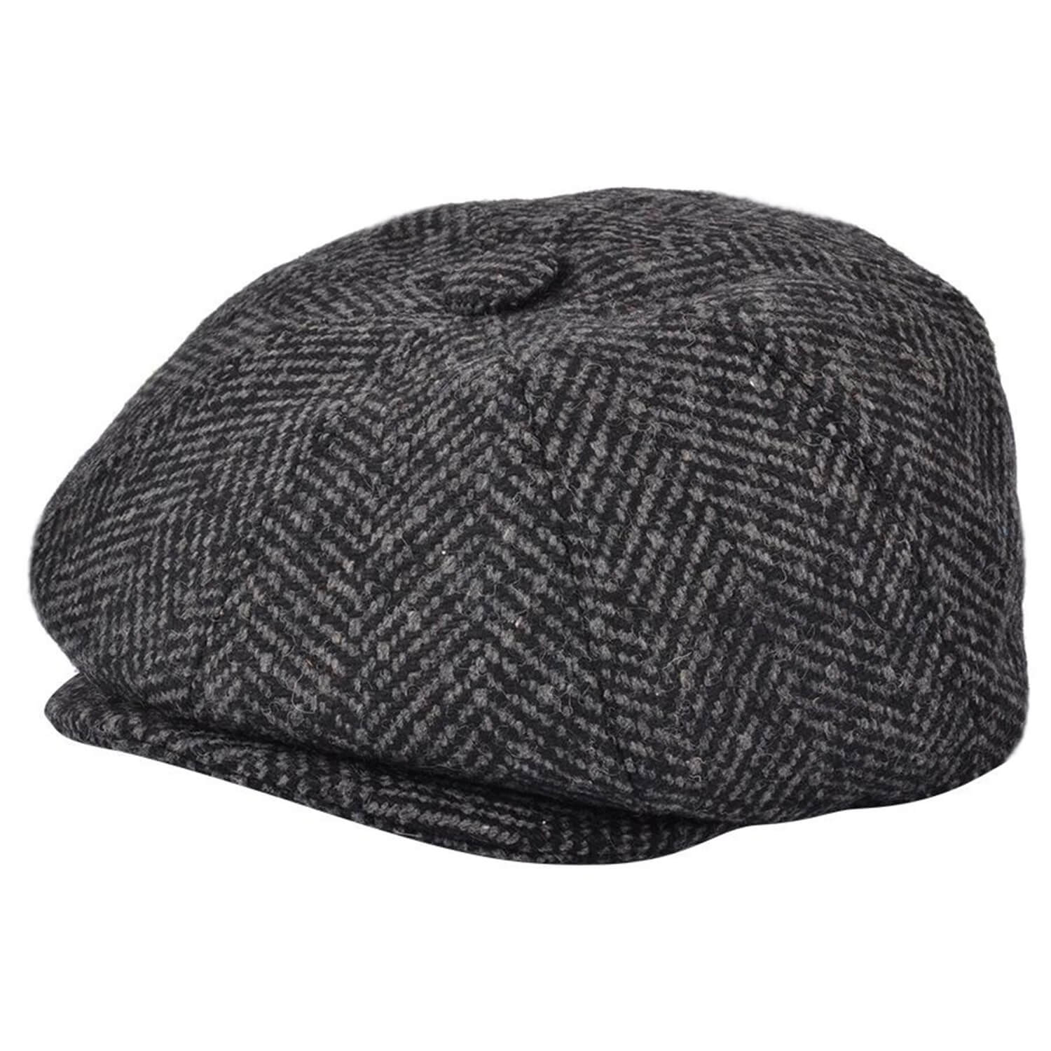 Newsboy Cap, Dark Grey, Herringbone