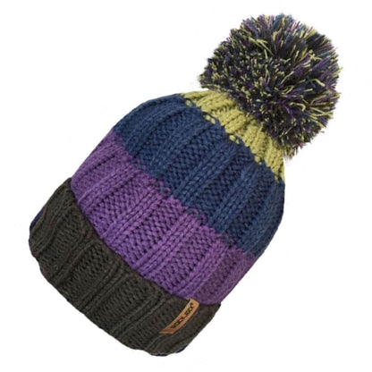 Beanie Hat, Purple, Striped, pom pom