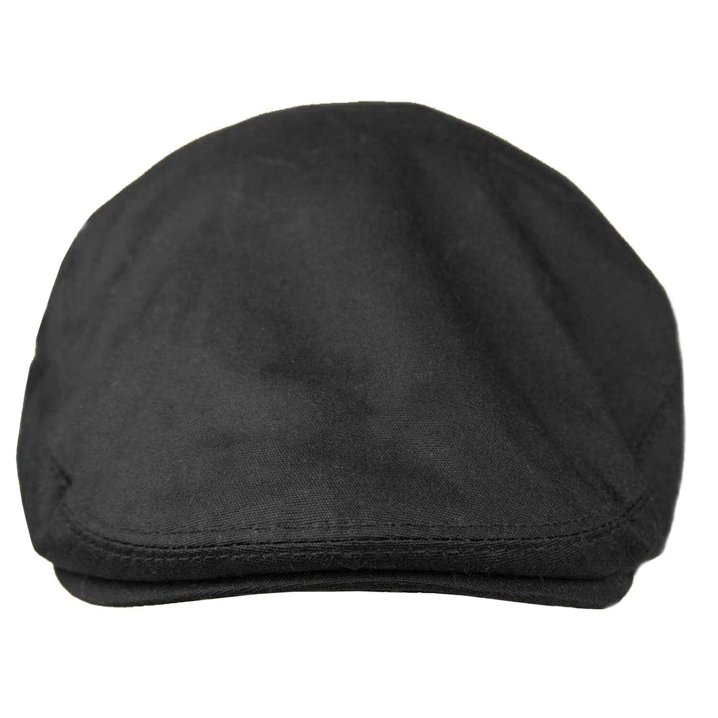 Flat Cap, Black, Waxed, Hat, Front View