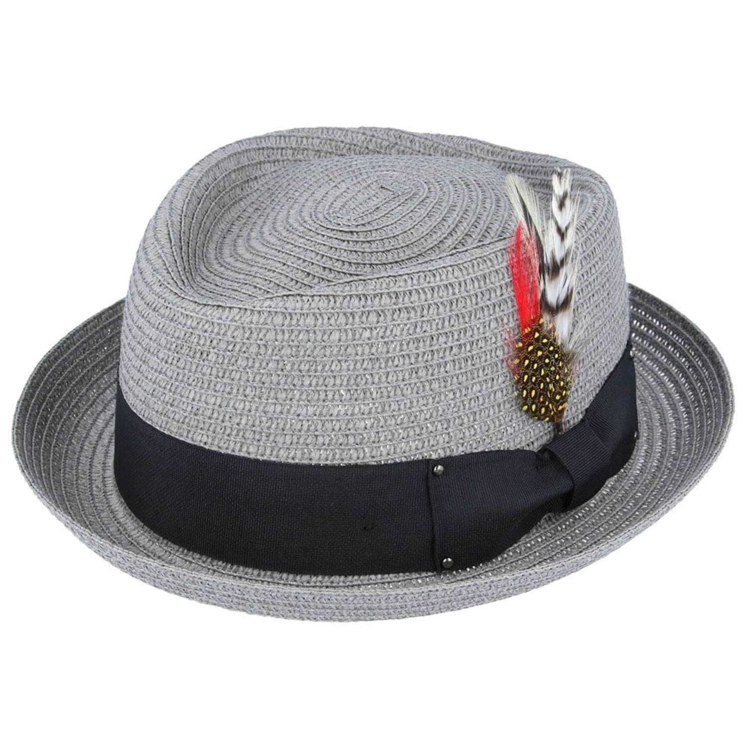 Pork Pie Hat, Grey, Straw Sun Hat