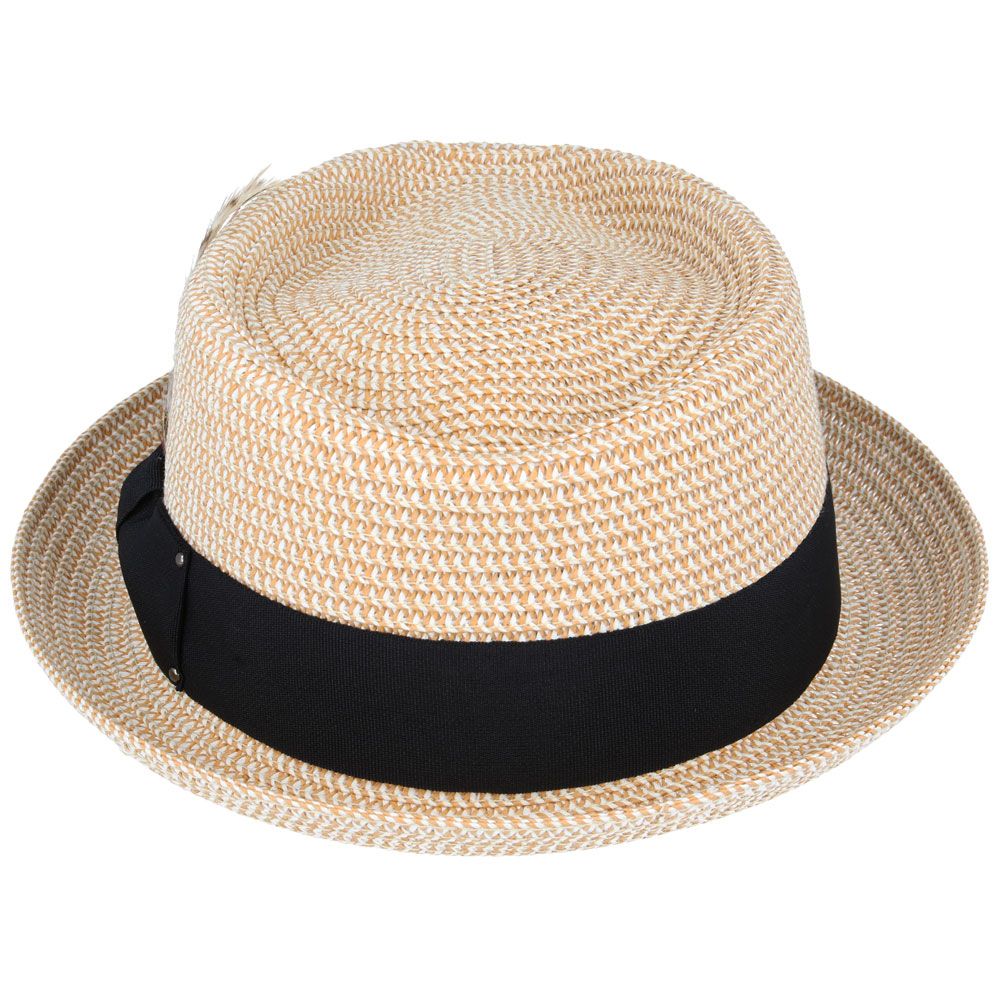 Pork Pie Hat, Natural, Straw Sun Hat, Rear View