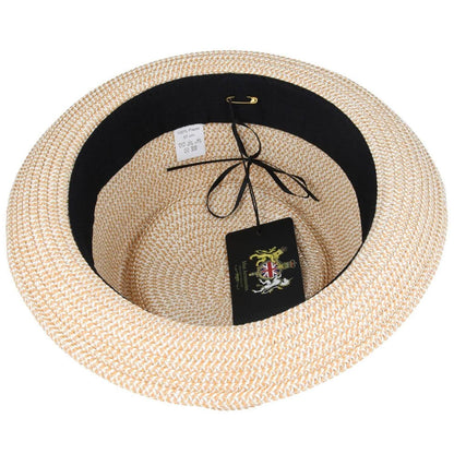 Pork Pie Hat, Natural, Straw Sun Hat, Lining View