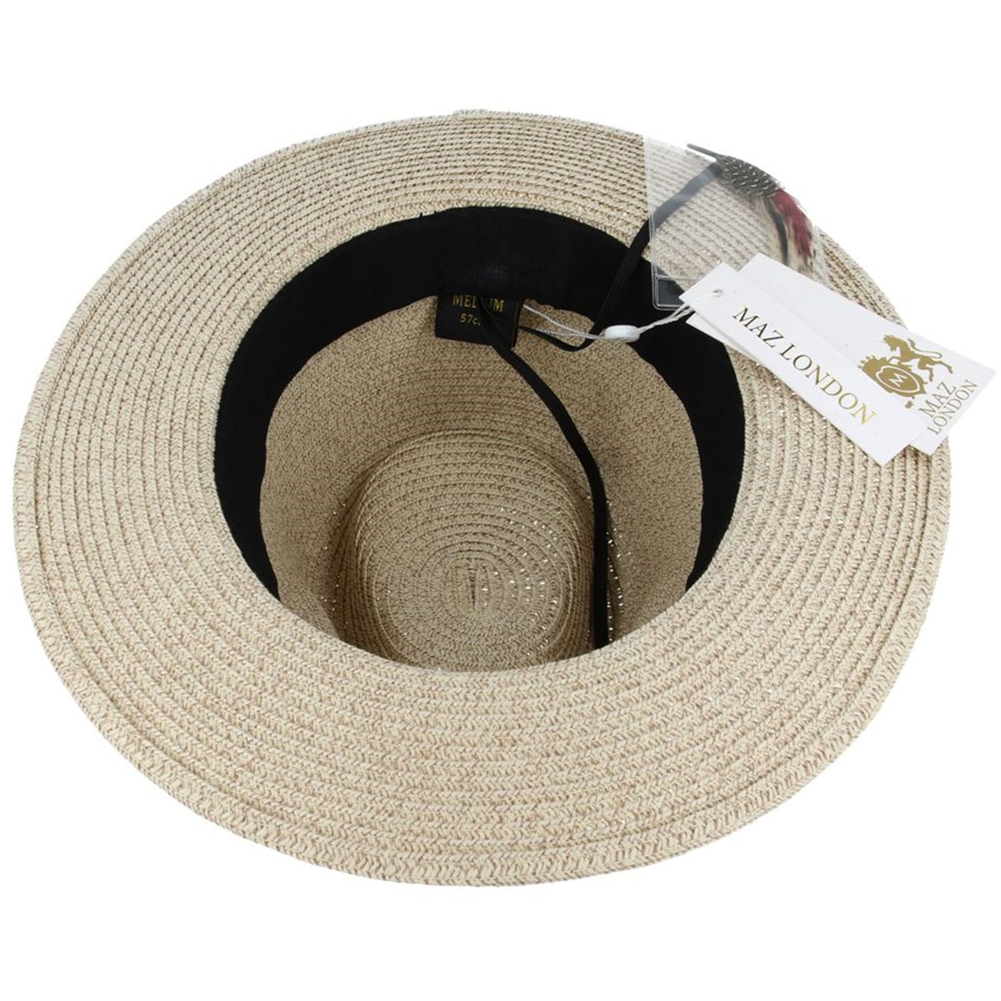 Fedora Hat, Stone Brown, Straw, Lining View