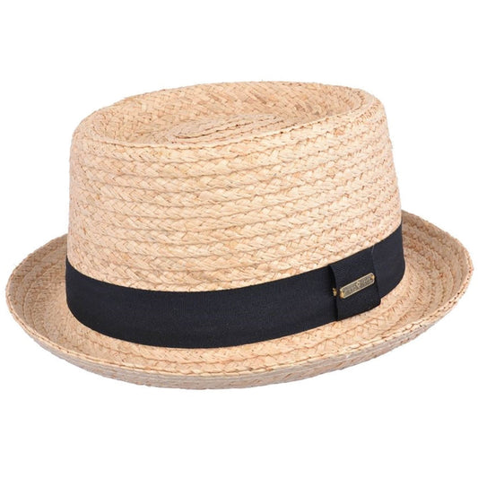 Raffia Straw Pork Pie Hat, Natural, Sun Hat