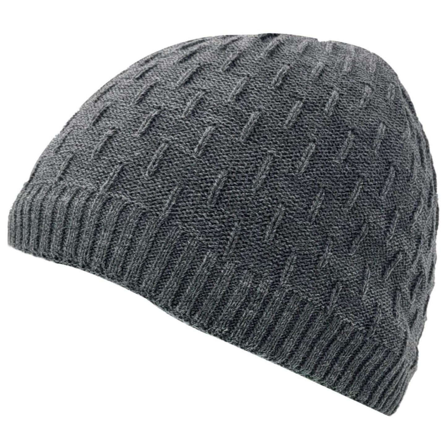 Beanie Hat, Light Grey, Skullie, Fleece Lined