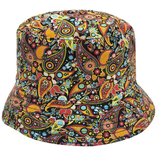 Reversible Bucket Hat, Paisley Multicoloured