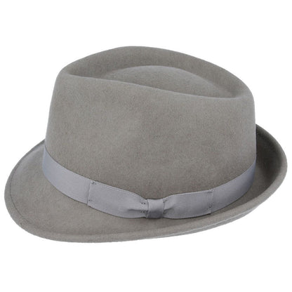 Trilby Hat, Grey, Wool, Fedora, Side View