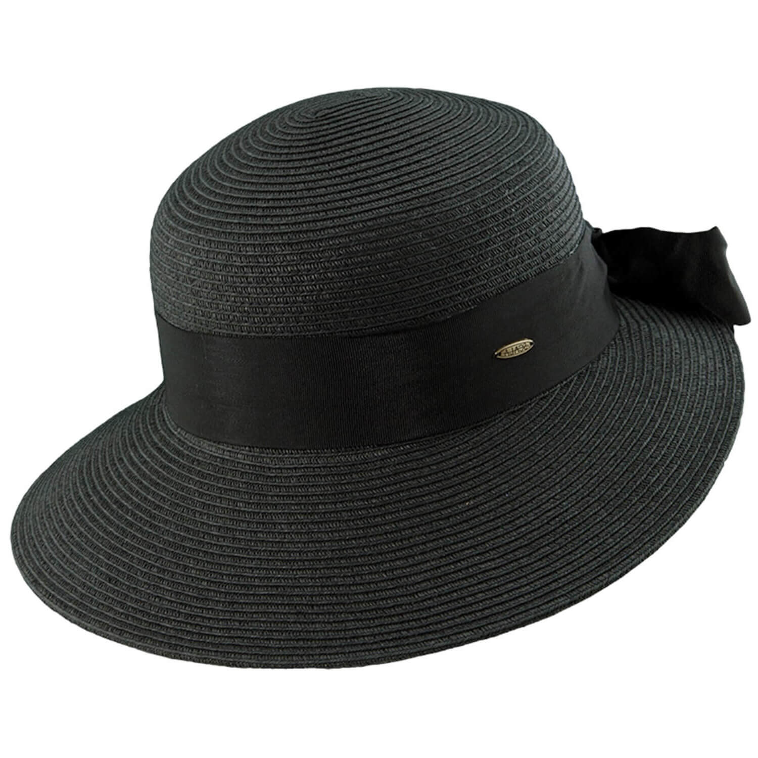 Womens Straw Sun Hat, Black, Wide Brim