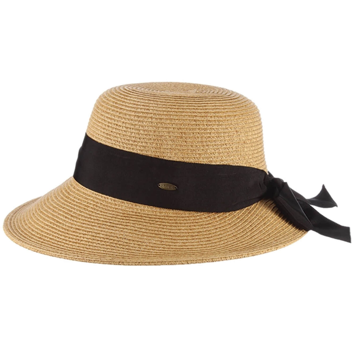 Womens Straw Sun Hat, Tea, Wide Brim, Side View