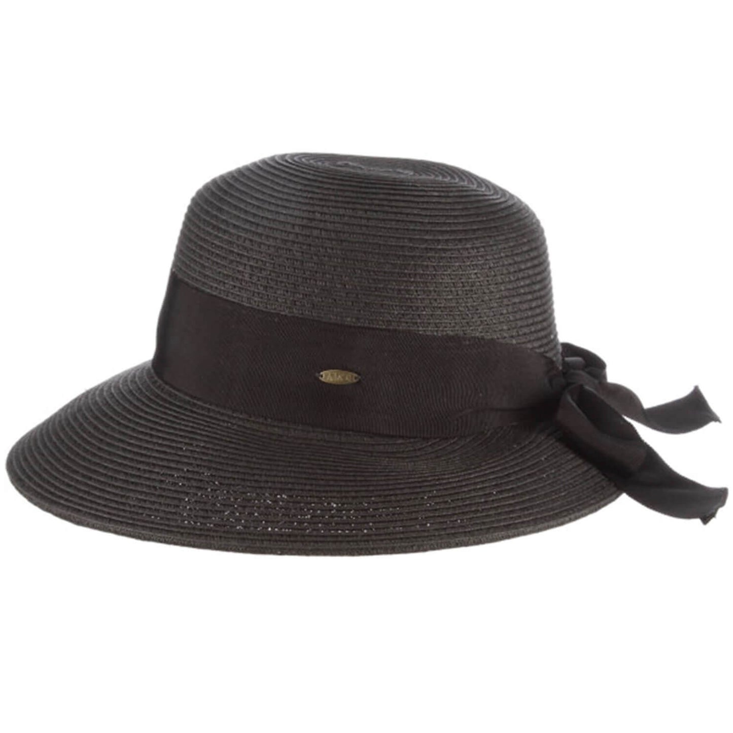 Womens Straw Sun Hat, Black, Wide Brim