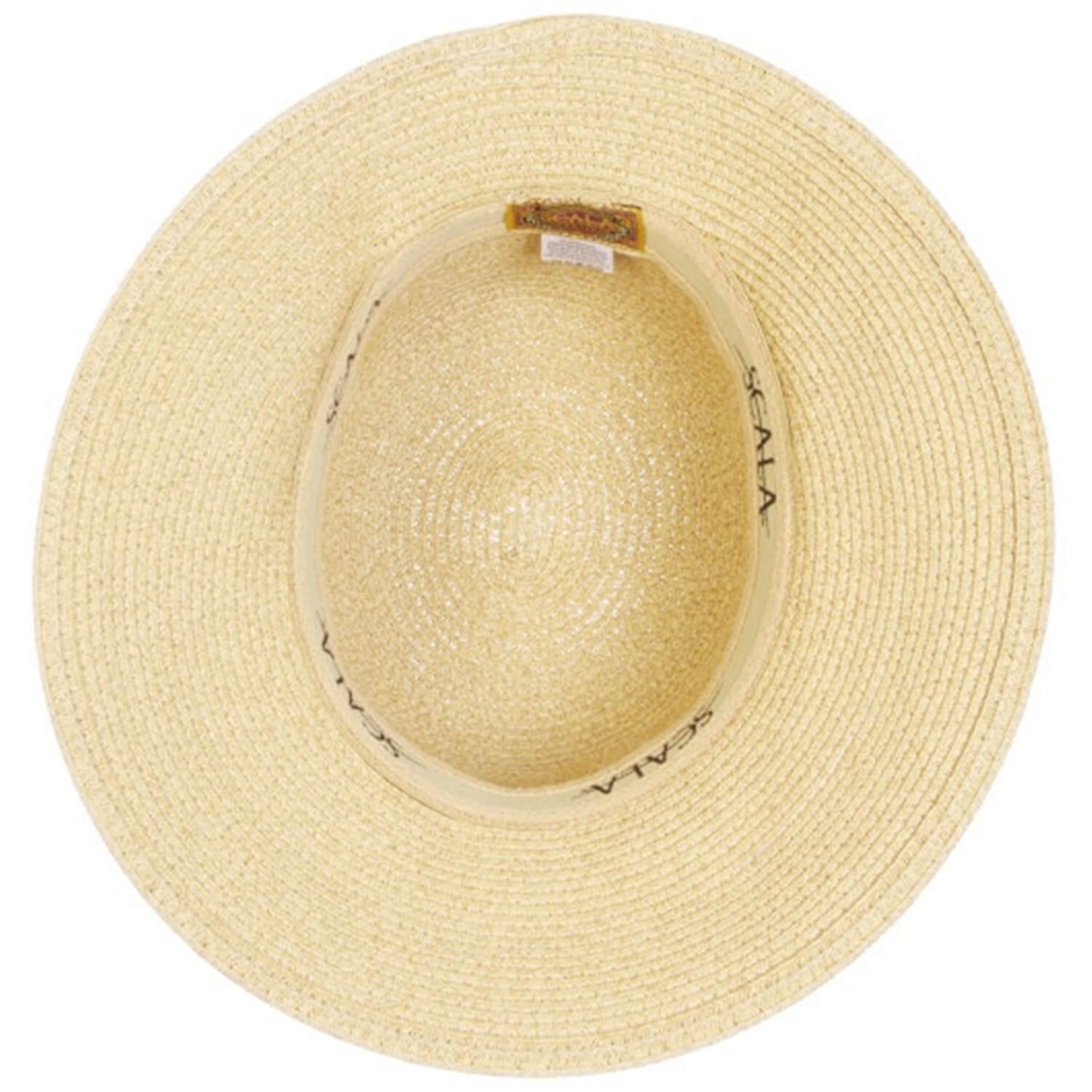 Womens Straw Sun Hat, Natural, Wide Brim, Lining View