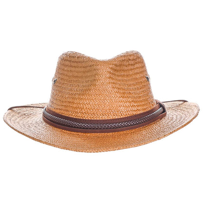 Straw Cowboy Hat, Tea Colour, Sun Hat, Front View