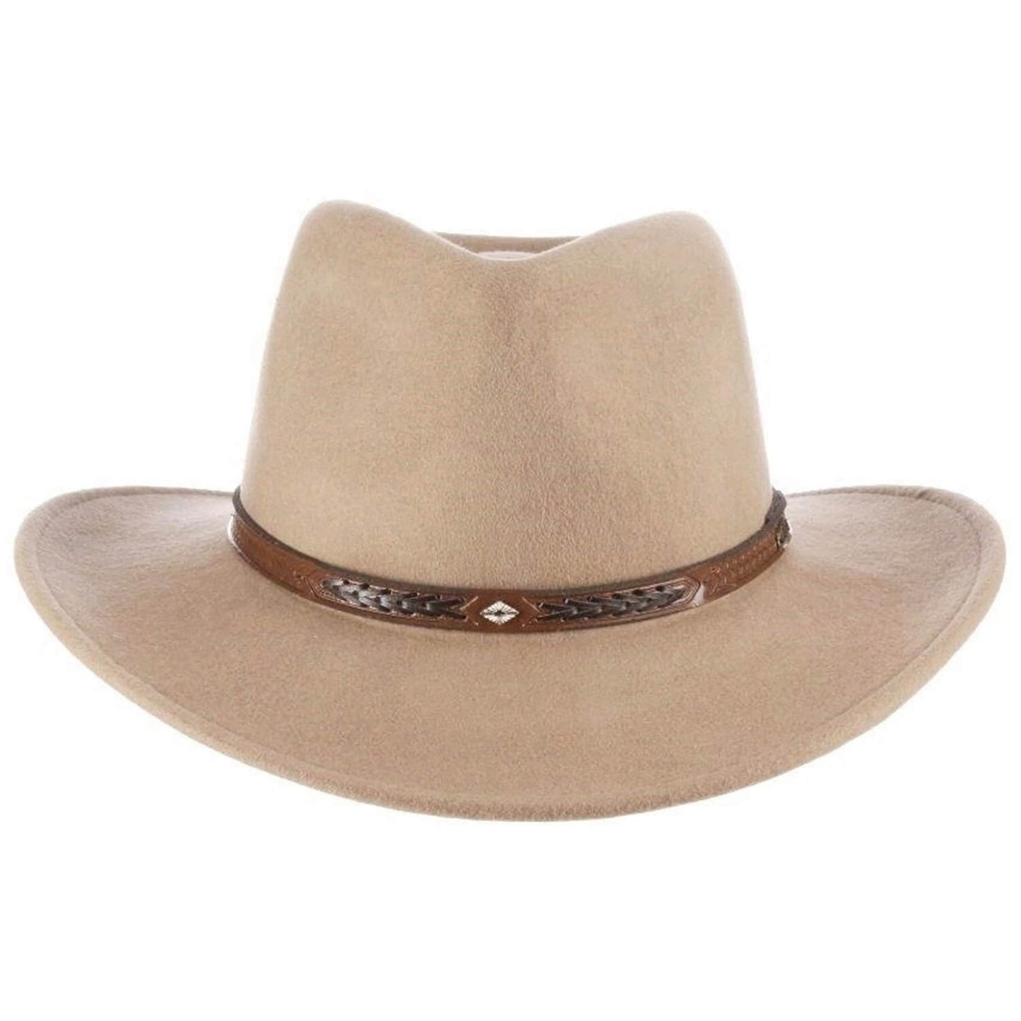 Cowboy Hat, Putty Colour, Wool Western Hat, Front View