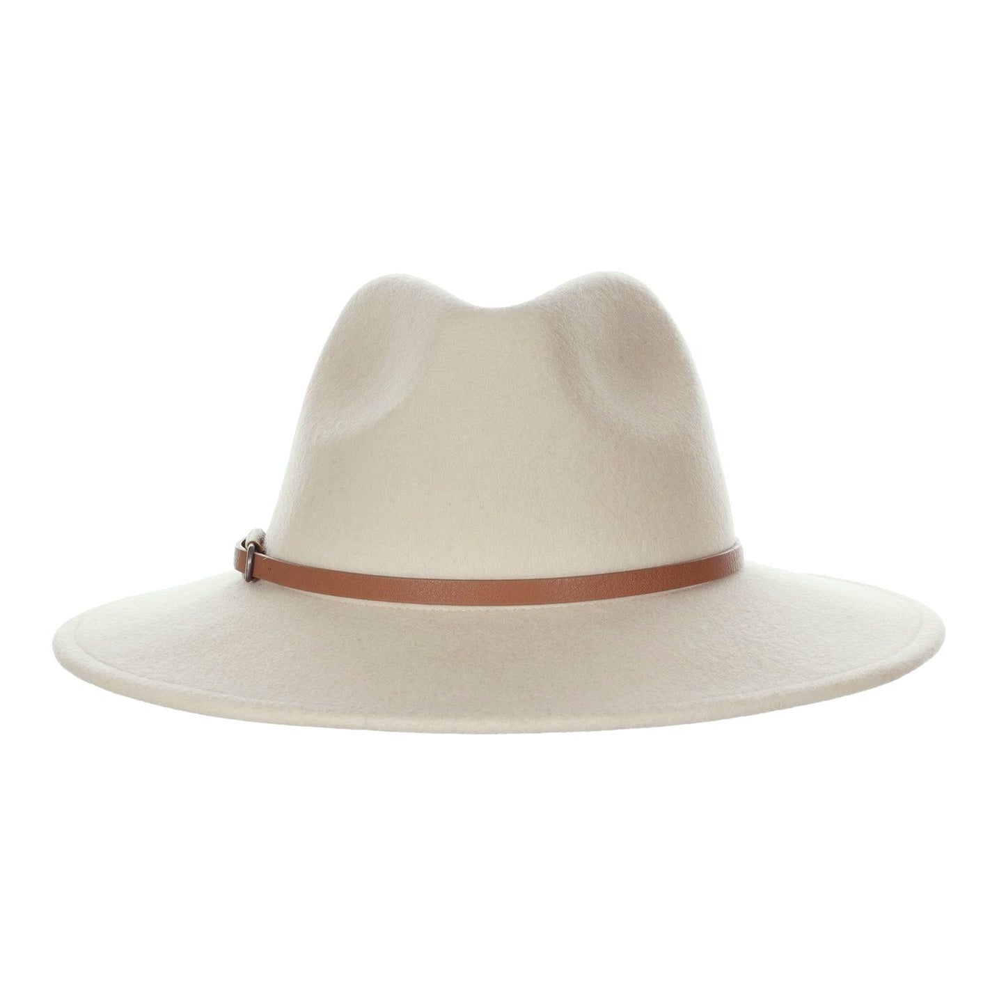 Cowboy Fedora Hat, Beige, Wool Felt, Front View