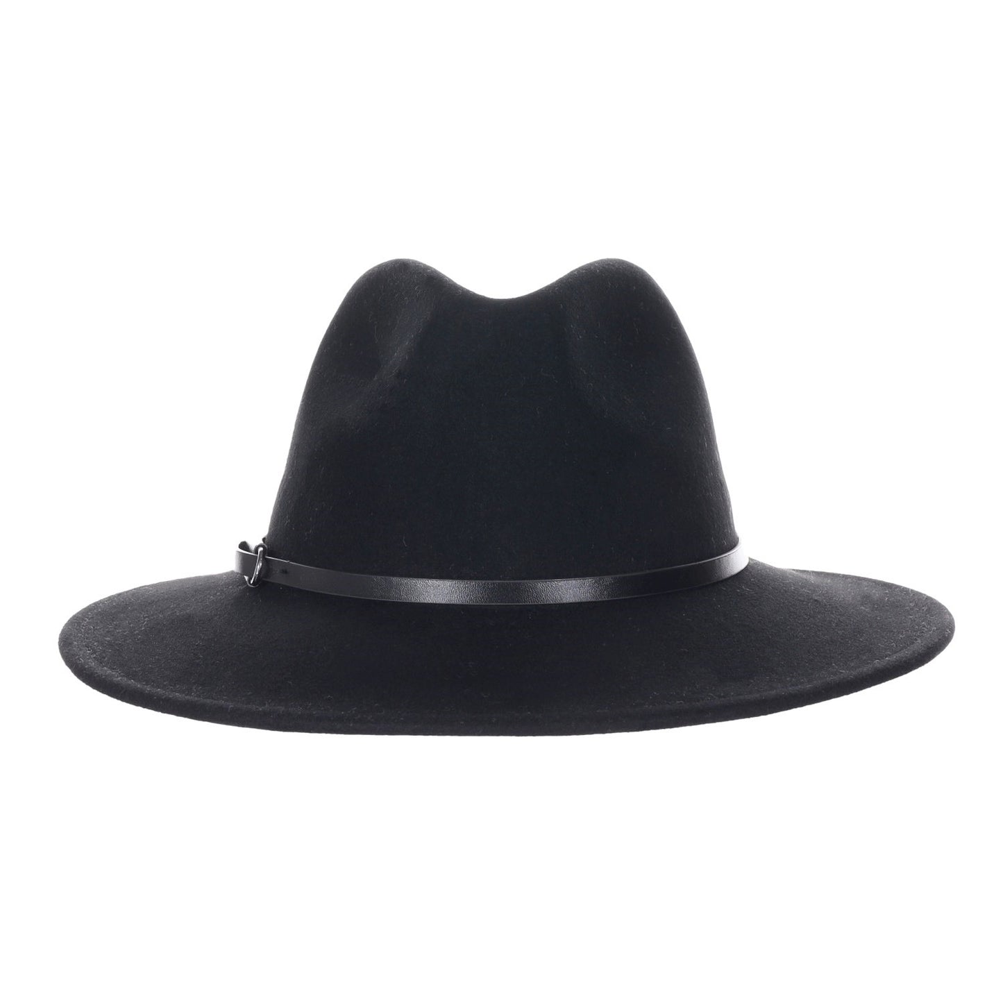 Cowboy Fedora Hat, Black, Wool Felt, Front View