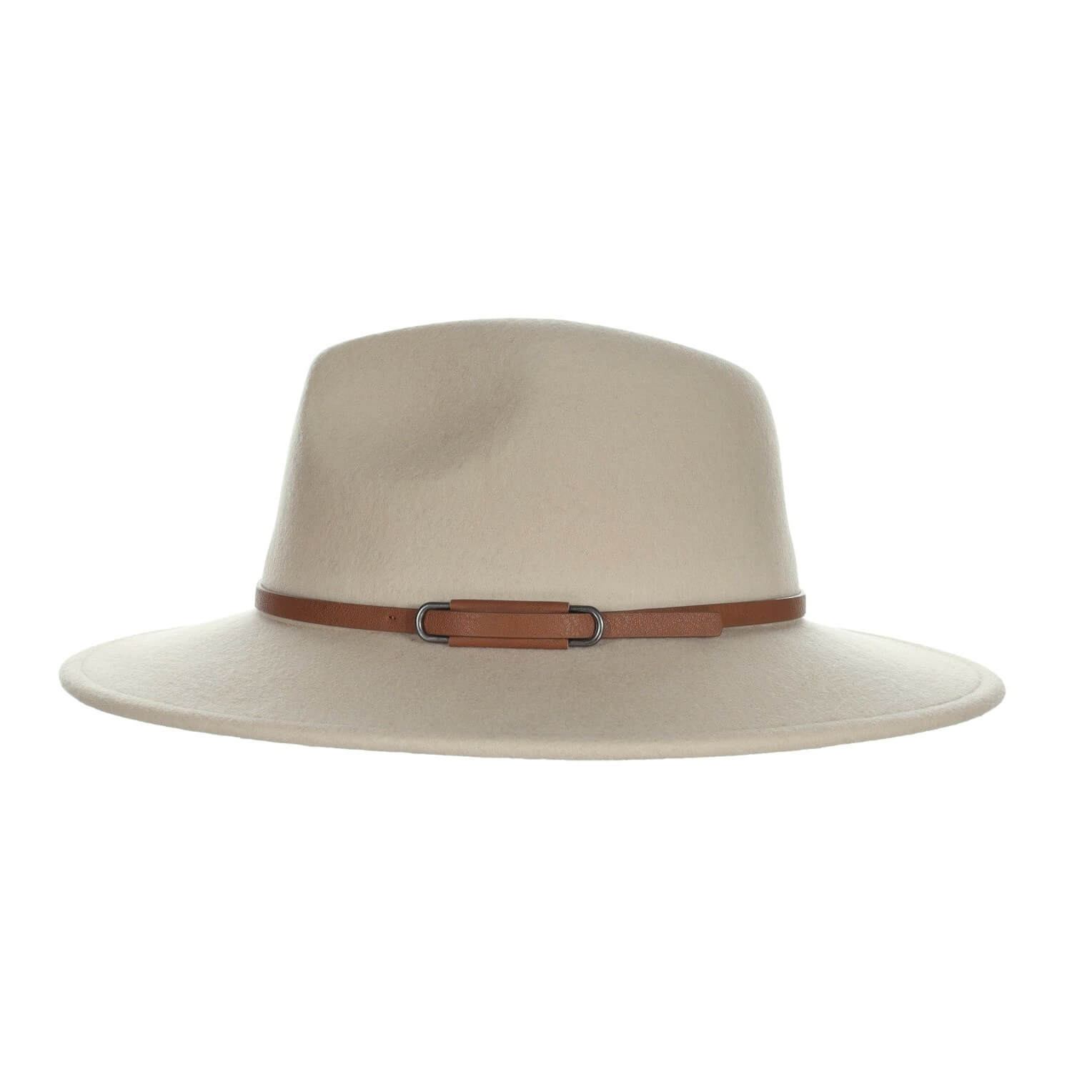 Cowboy Fedora Hat, Beige, Wool Felt, Side View