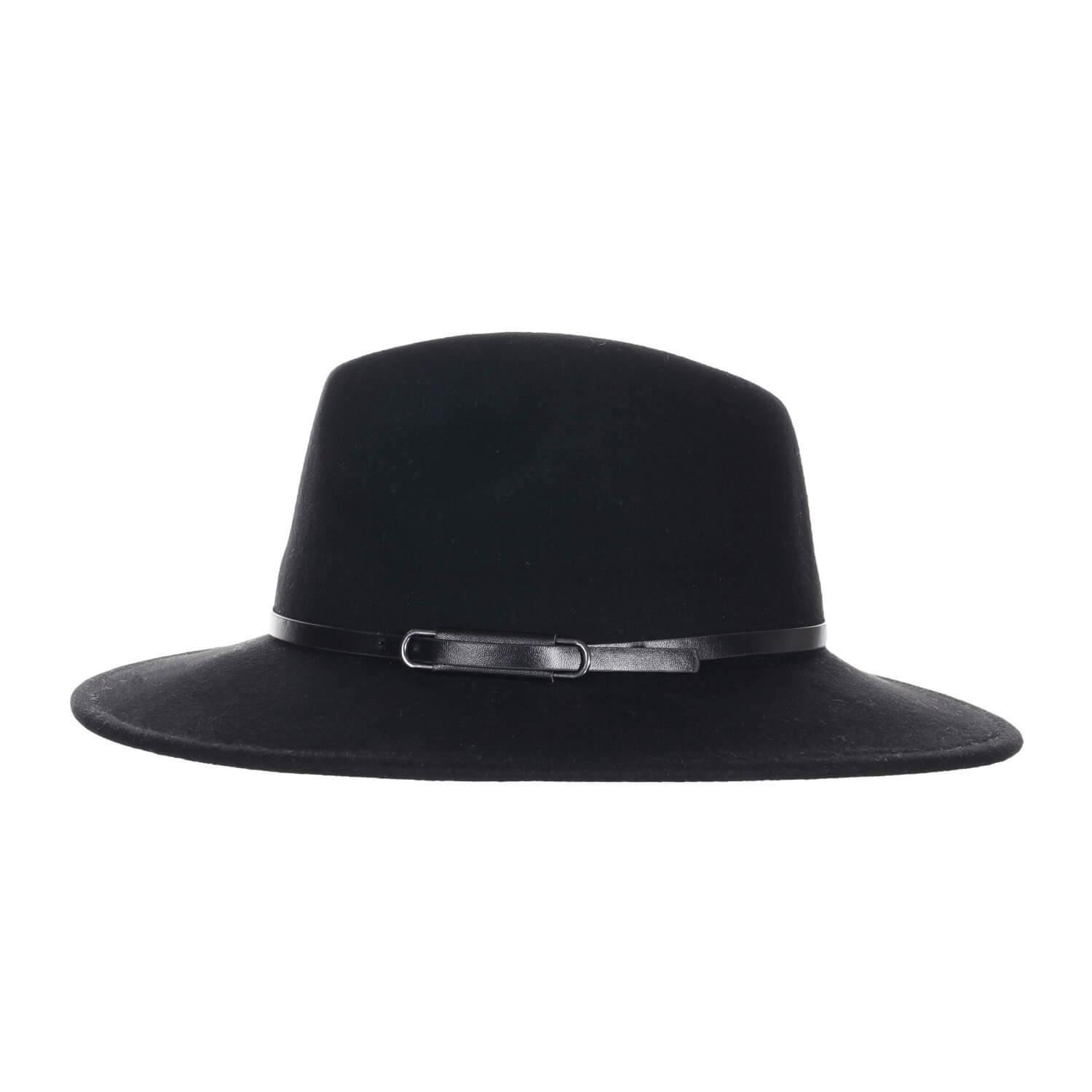 Cowboy Fedora Hat, Black, Wool Felt, Side View