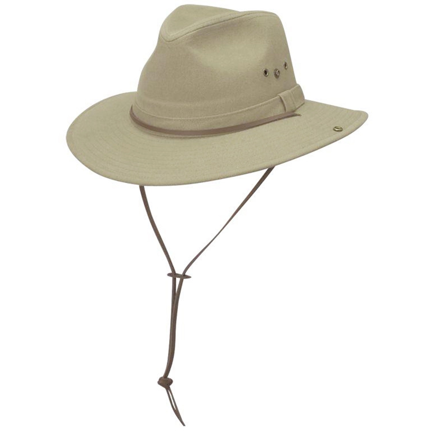 Aussie Hat, Khaki, Outback Bush Hats, Chin strap view