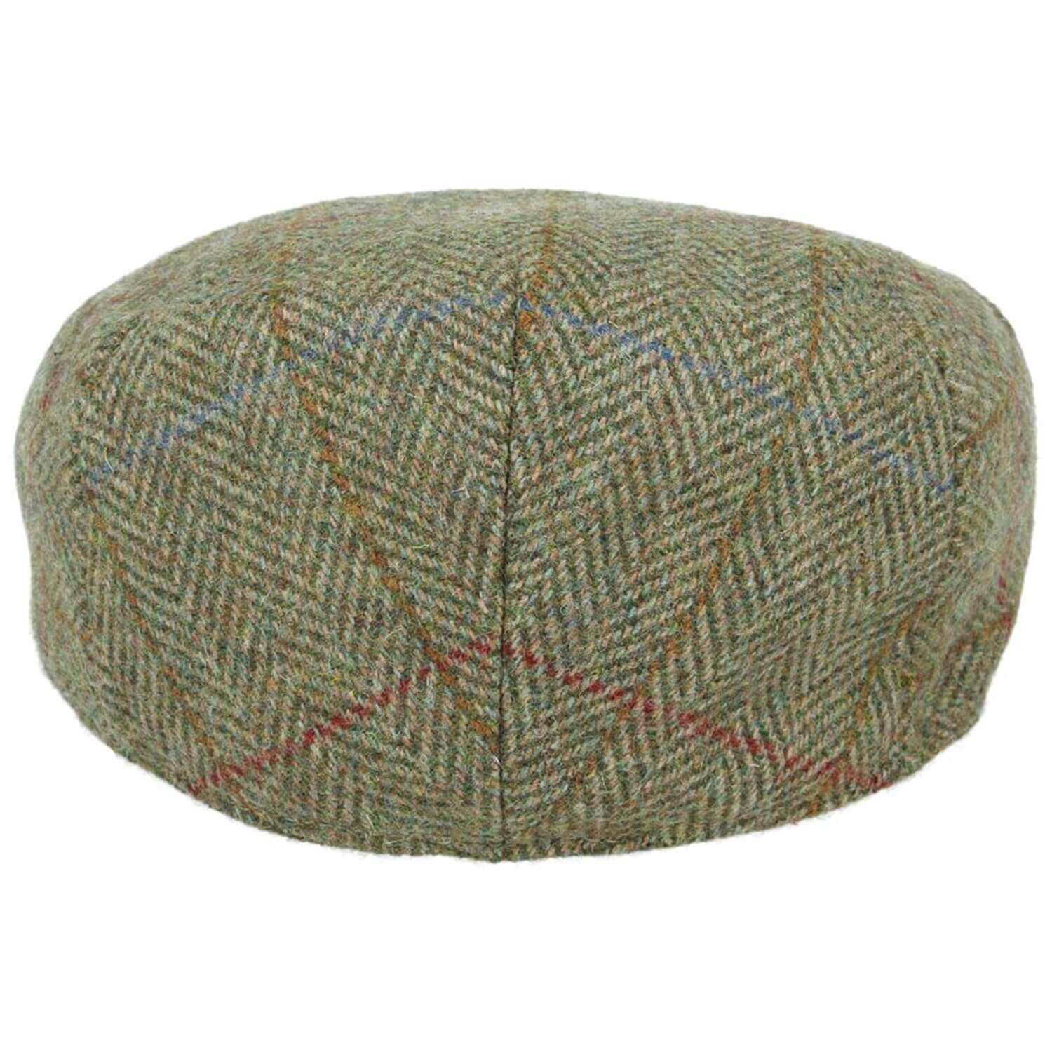 Tweed Flat Cap, Green, Check Cap, Rear View