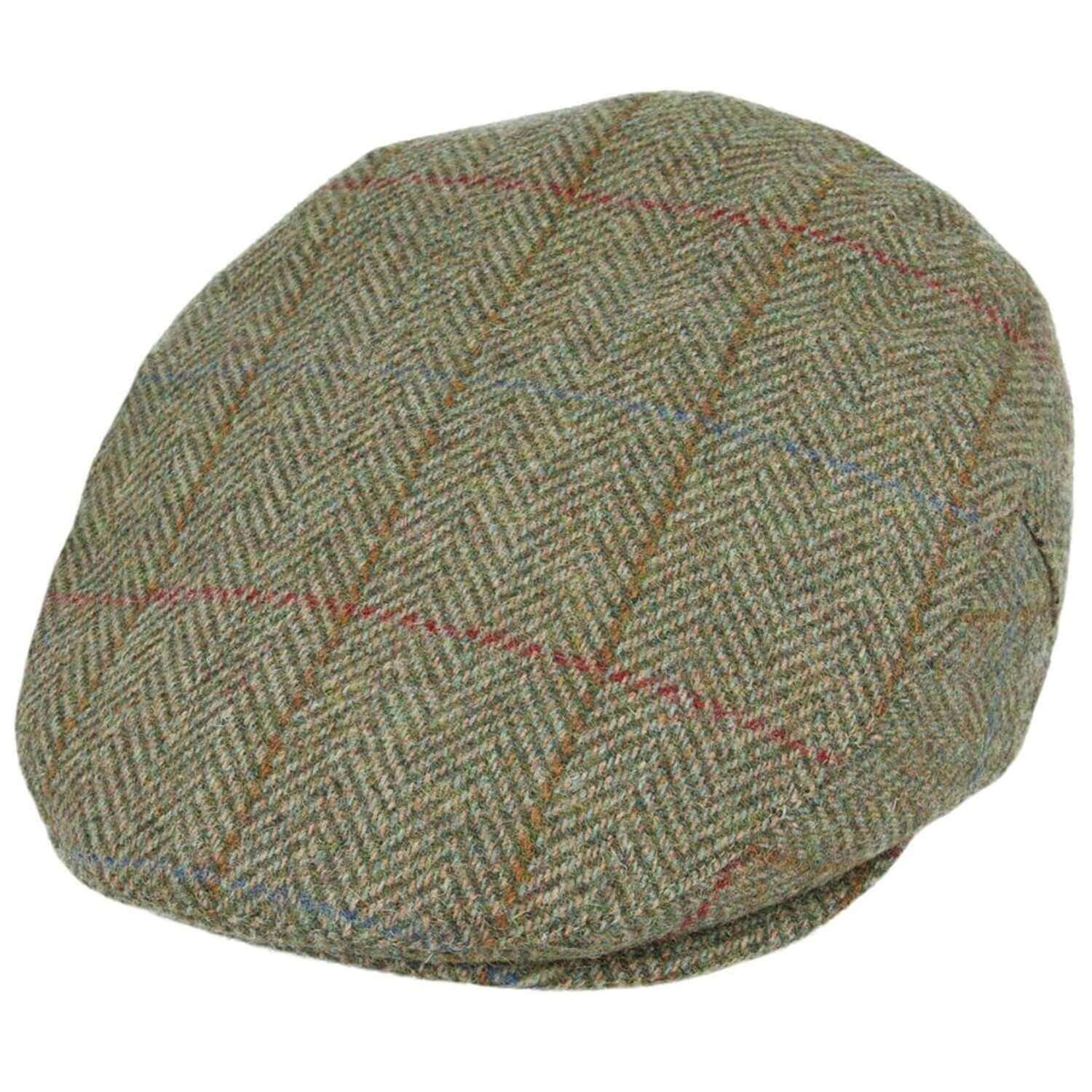 Tweed Flat Cap, Green, Check Cap